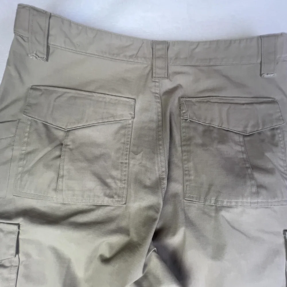 Mens Cargo Pants‎ 34x32 Beige Ripstop Flat Front Straight Leg Workwear Pockets